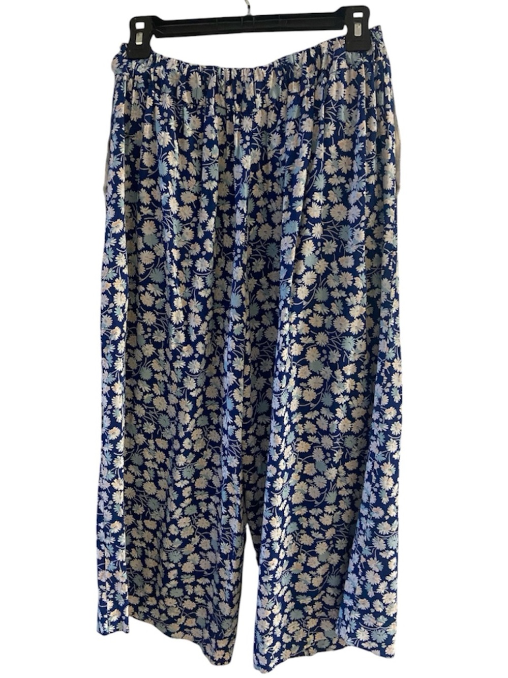 Madewell Navy cropped wide leg pants with Ivory Floral Print Medium - Picture 3 of 8